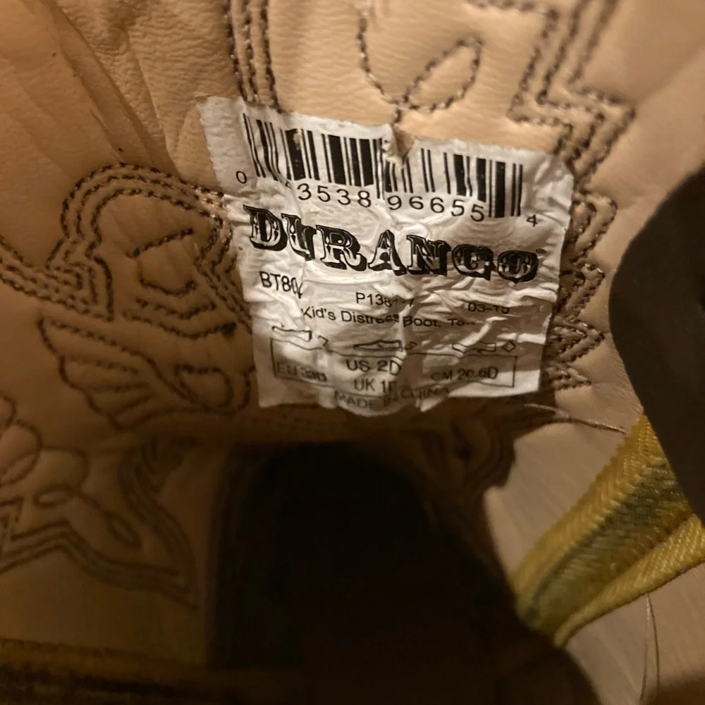 Durango Eagle‎ Western Cowboy Boots BT804 Kid's Size 2D US Color Tan Brown
